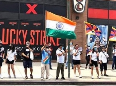 Tibetan protesters demonstrate outside Chinese consulates to show solidarity with India